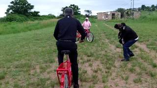 Gary Player rides a bike