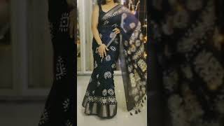 Navy blue Georgette saree with black sleeveless blouse | How to drape a saree? #sareehaul