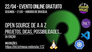 Mesa Redonda #172: Open source de A a Z - projetos, dicas, possibilidades...