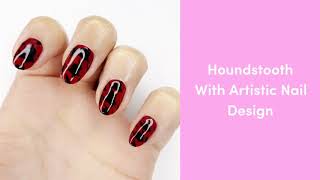 Houndstooth / Dogstooth Nail Art With Artistic Nail Design Decked Out Dandy Redwardian & Swag