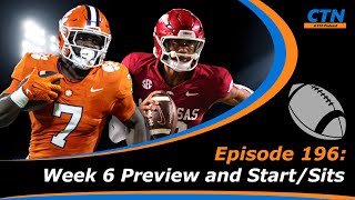 College Fantasy Football - Week 6 Preview and Start-Sits - Episode 196