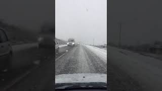 Ninsoare abundentă și trafic dificil  pe DN 1, Sibiu Brasov