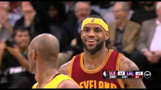 LeBron  James  misses  dunk Kobe Bryant  laughs: Cleveland Cavaliers  at    Los   Angeles Lakers