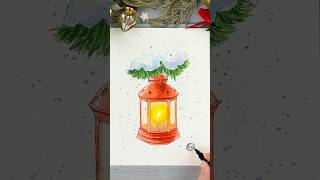 How to Draw a Winter lantern🎄🎅 | Christmas Tutorial for Watercolor Sketching Beginners