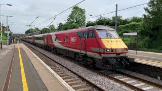 Recently reinstated LNER class 91, 91105 speeds past Biggleswade southbound - 24/06/21