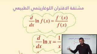 مشتقة الاقتران اللوغاريتمي الطبيعي رياضيات التوجيهي المنهاج الجديد