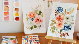 Skillshare Class: Autumn Watercolor Florals/Playful Fall Colors with a Hint of Blue