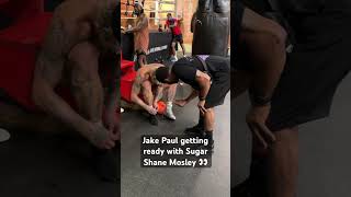 Jake Paul getting ready for Nate Diaz with Shane Mosley #jakepaul #pauldiaz