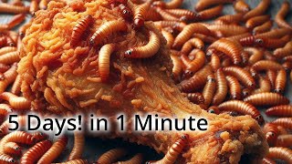 Fried Chicken Eating By Mealworms (5 days timelapse video in 01:00 min)