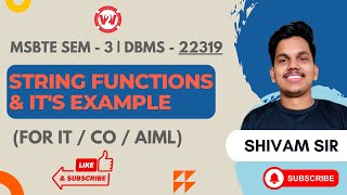 String Functions & It's Example  | MSBTE SEM 3 - DBMS | 22319 | FOR IT / CO / AIML | SY DIPLOMA