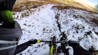 Bike Park Wales Enter the Dragon black run in the snow Feb 2014, GoPro 3+