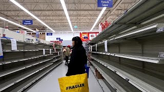 Tempers Flare Grocery Shopping - Panic Shopping Causing Empty Shelves At Walmart