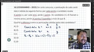 Exercício Resolvido: Álgebra (Prova 2015 - CESGRANRIO - Banco do Brasil - Escriturário)