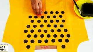 Designer Polka Dots Kurti using Home made Stamps | Easy Free Hand Painted Techniques