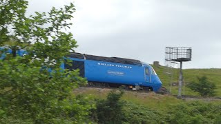 Blue Pullman HST passes Beeston Signal Box in Cheshire 1st July 2023