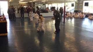 4 year old karate girl fights to get yellow belt Angelia Fr