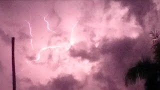 TAIL END OF DUSK STORM AWESOME COLOURS LIGHTNING & BATS