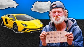 Homeless Man Buys Lamborghini Prank!... #mrbeast