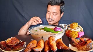 Big Bites Eating 🔥 Phanta Bhat(পান্তা ভাত), Mach Bhaja 🐟, Bombay Lonka Bora, Papads, Begum Bhaja 🍆