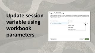 Use workbook parameters to update Oracle Analytics session variables