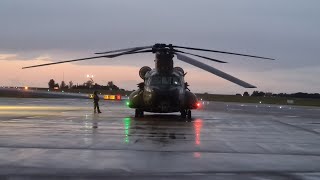 Chinnok CH-47 starts up and is getting ready for night time training.