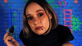 ASMR Cyberpunk Tattoo Shop | Drawing on Your Face, Gum Chewing, Crinkles