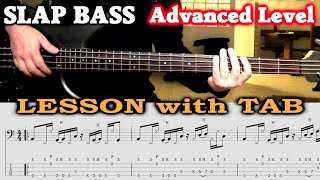 SLAP BASS Advanced LESSON with TAB - Funk Bass Line Groove