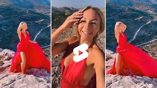 FLYING DRESS PHOTOSHOOT- Behind The Scenes! I Greece Travel #shorts