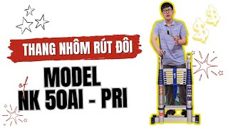 Thang nhôm rút đôi Nikawa NK-50AI-Pri, Chữ a max 2,5m, Chữ I 5m, Trọng lượng 19kg, Tải trọng 150kg