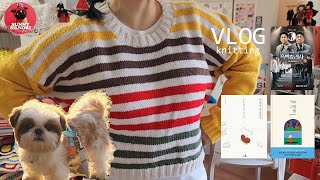 [뜨개하며독서 vlog-58] 11월 아주 따스한 가을이었다ㅣStripe Hype Sweaterㅣ모마 미술관 도슨트북 그림들ㅣ안자이 미즈마루ㅣ일인생활ㅣ1인1견ㅣknitting