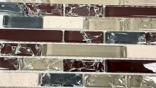 Kaia Burgundy Interlocking Linear Glass Mosaic Tile