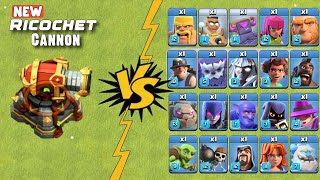 New Ricochet Cannon Defense VS All Max TH16 Troops | Clashofclans