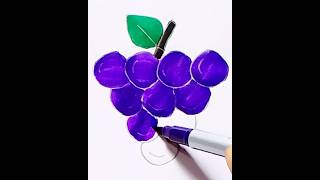 How to easy grape draw 🍇✍️ || Step by Step colours || #shorts # grape #colours haks #arts