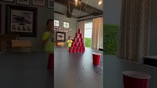 Cup stacking trick shot levels 1-10! #trickshots #trickshot #shorts