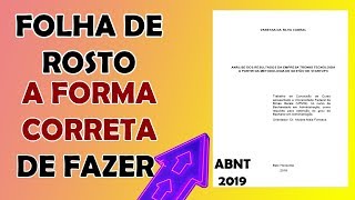 Como fazer Folha de Rosto TCC nas normas da ABNT 2019