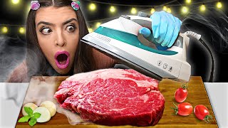 ASMR *COOKING FOOD WITH STEAM IRON* BACON, STEAK, HASHBROWNS, WAFFLES, TOASTER STRUDELS, MUKBANG 먹방