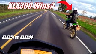 KLX300 Races a KLX351... Unlimited Torque! | On Road Comparison