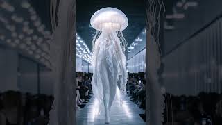 Runway model with Sea Creatures Fashion Outfit