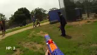 Nerf War TDM 8/25/13 - Enemies At The Front (Rapidstrike CS-18 12.6v Gameplay) (Game 1)