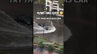 Tesla Girl PLOWS thru Flood Waters Nearly Fully Submerged 😳Model Y Boat