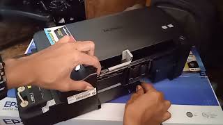 cara setting pertama printer epson L121 baru. isi tinta printer epson L121