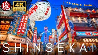 4K Night Walk in Shinsekai Osaka | Cyberpunk Japan | 新世界 通天閣