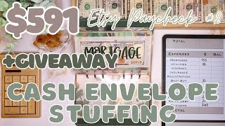 $591 Cash Envelope Stuffing + GIVEAWAY | New Listings & Stuffing Expenses | 24 Year Old Budgets