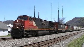 CSX Freight Train With Canadian National Power.