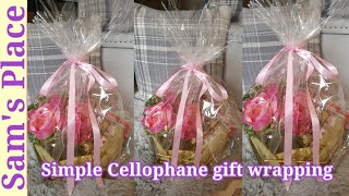 How to wrap a gift with clear cellophane |Make simple Bow