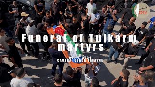 Funeral for 18 Palestinians murdered by an Israeli missile on coffee-shop in Tulkarm