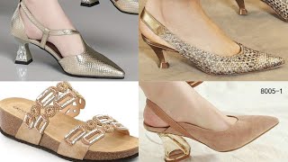 2024 GOLDEN CLOUR GENUINE LEATHER BRIDAL SANDALS LADIES OFFICE STYLE SLIP ON SHOE DESIGN PUMP SHOE