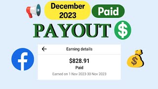 Facebook payout released | paid | December 2023 #facebookpayout #facebook #payout