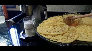 Moroccan pancakes baghrir with coffee