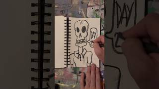 Daily Faces Challenge: Day 205/365 - Quick Charcoal Sketch | Simple Skull Art Timelapse 💀 #shorts